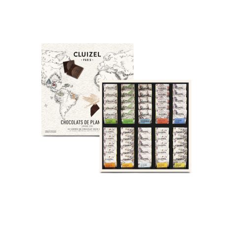 @ Coffret-Schachtel 50 Plantagen Schokoladen-Carrés (Minitafeln) (250g)