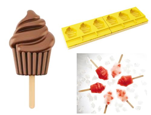 @ Kit Silikon-Matte|-Form Verband | Set für 6 Eis am Stiel | Stieleis 'Cupcake | Muffin' (40x12cm)