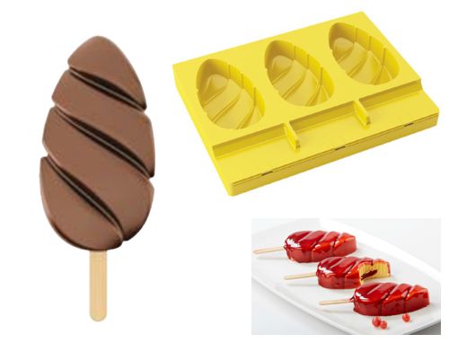 @ Silikon-Matte | -Form für 3 Eis am Stiel | Stieleis 'Malibu' (20x15cm)